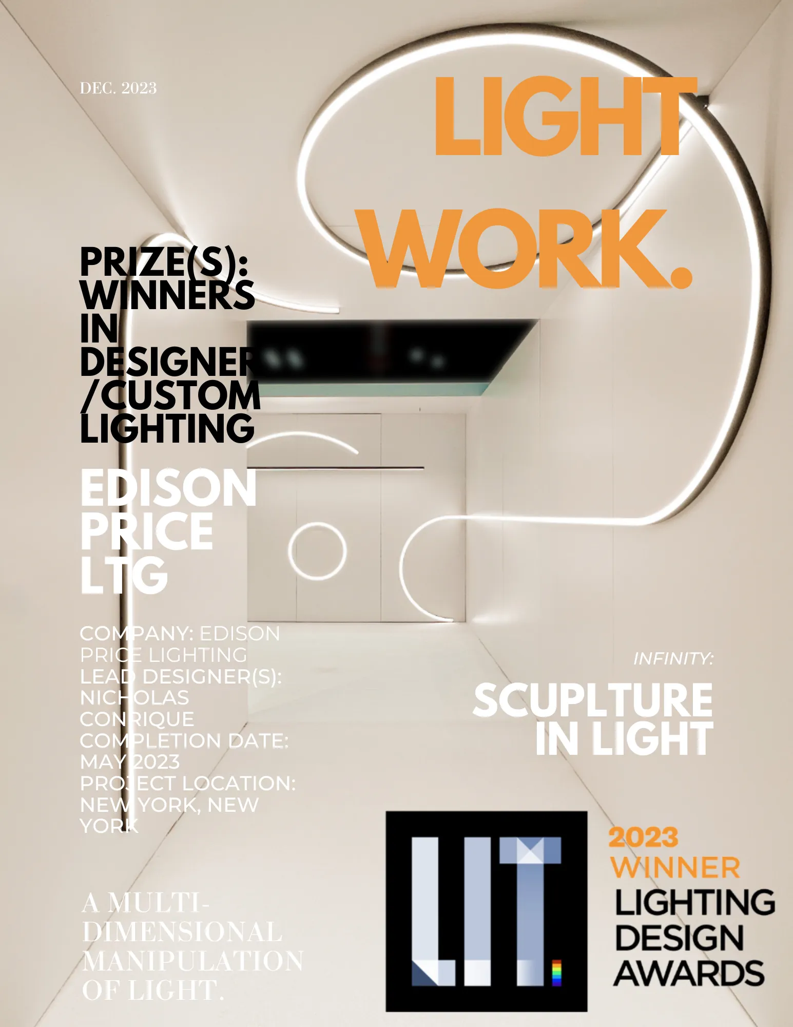 Lightwork advertisement layout with product imagery and copy.