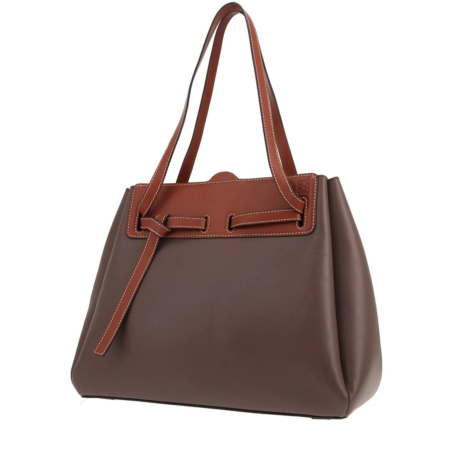 Loewe Lazo calfskin tote with a one-piece leather handle and lasso tie.