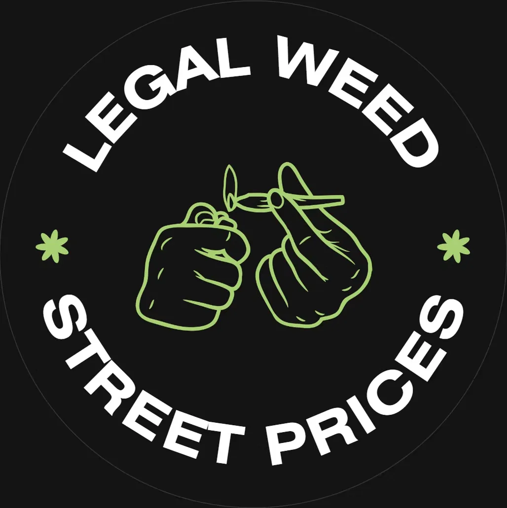 Original graffiti-style sticker design reading LEGAL WEED STREET PRICES.