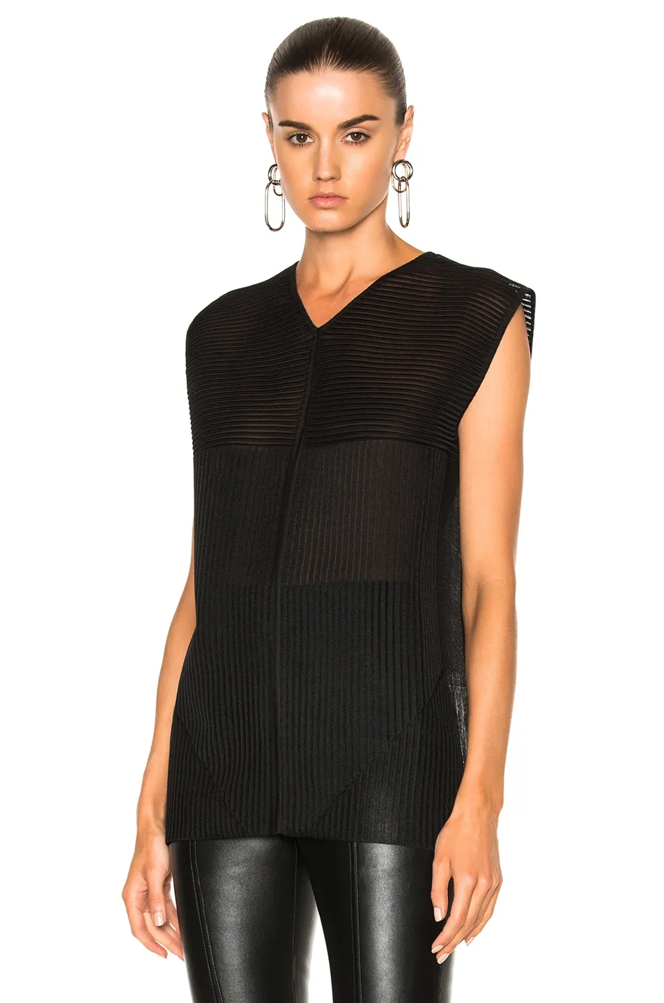 Rick Owens draped jersey tunic, cut long and wide with a raw hem.